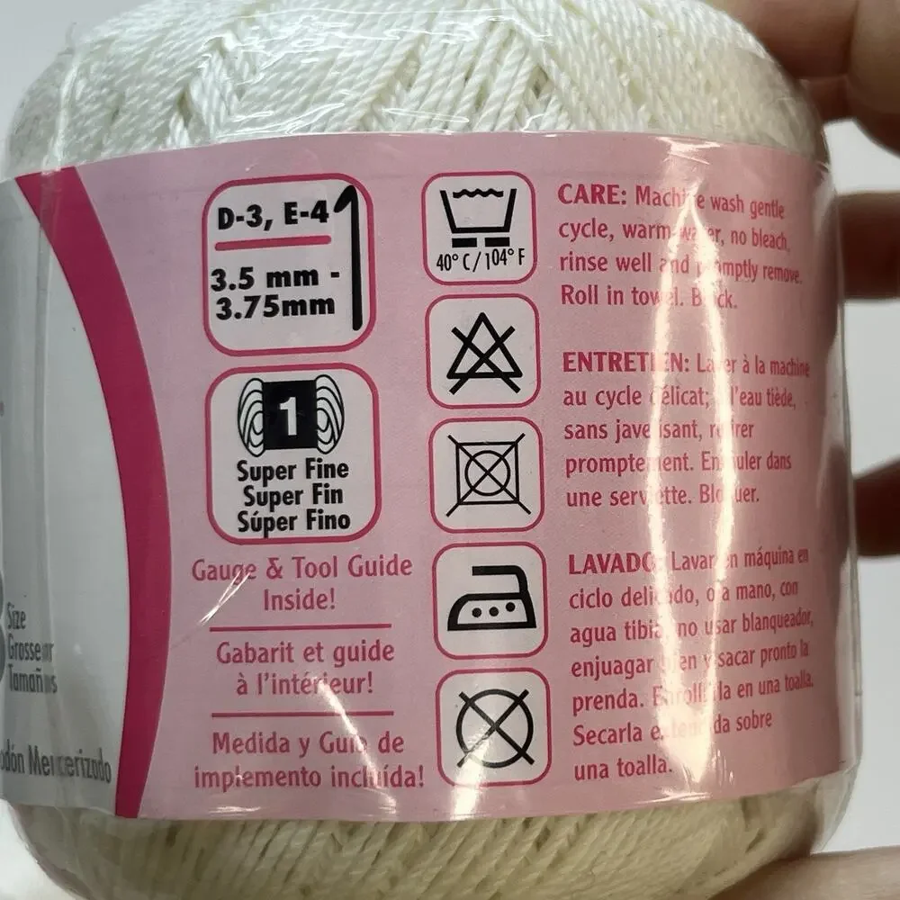 Aunt Lydia's Fashion 3 Crochet Thread White 100% Mercerized Cotton 2 Pack 300yds